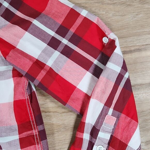 🧡Epic Threads Red & White Plaid Buttoned Shirt Medium - Picture 7 of 10